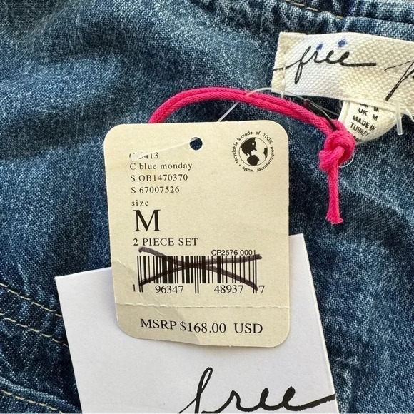 NWT Free People Rider Denim Vest Ser Pants Matching Jean Two Piece Blue Medium - Picture 9 of 17